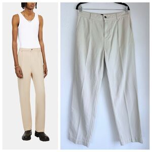 NEW The Kooples Men's Cotton-Linen Casual Trousers with Pleats in Beige Size 38